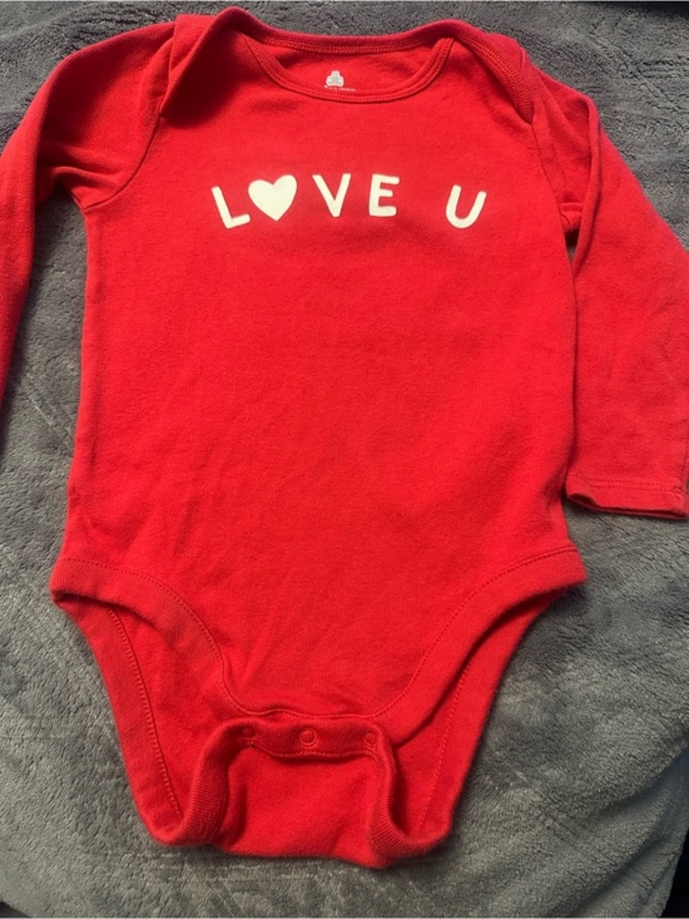 Baby GAP LOVE U Red Long Sleeve Bodysuit 12–18M